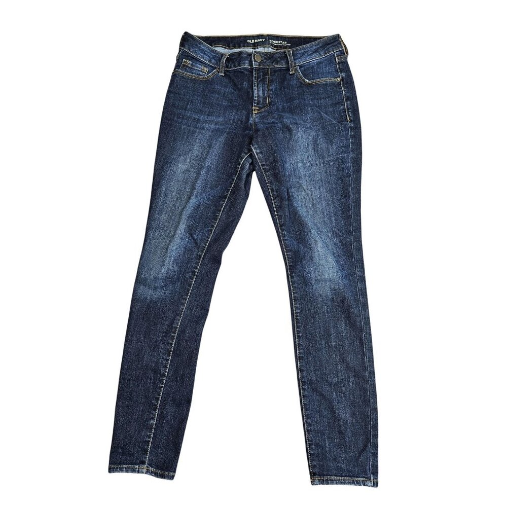 Old Navy Rockstar Jeans Womens 6 Short Blue Wash Mid Rise Skinny Stretch Denim